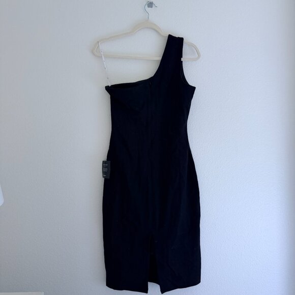 Lulus Kiss Me More Black One-Shoulder Bodycon Midi Dress Size M — NWT - Picture 4 of 4